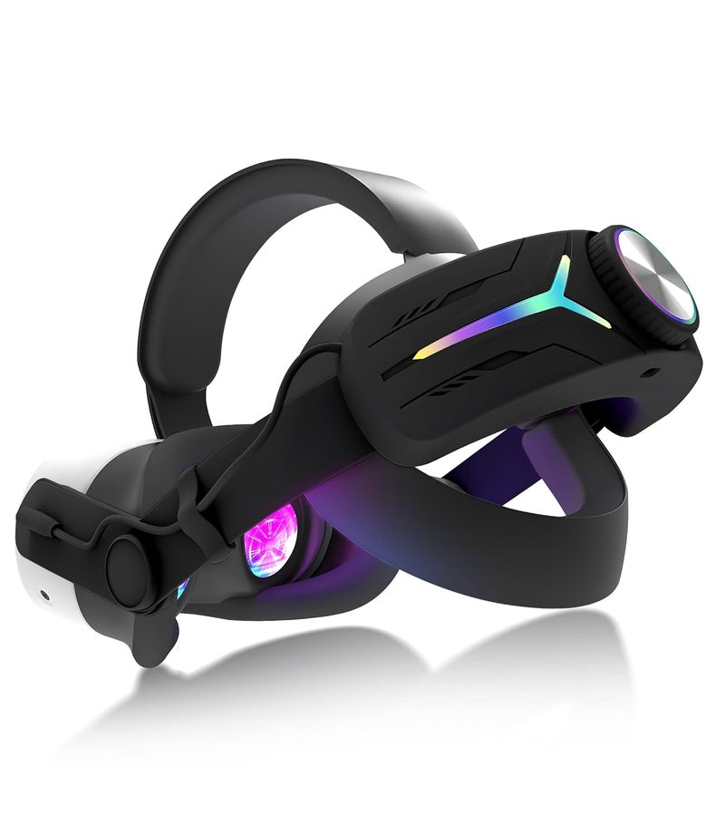 Orzero Upgraded 12000mah Battery Head Strap Compatible for Quest 3S, 9V 2A PD Fast Charging Extended Gaming Time with RGB Light Exclusively Designed Accessories for Quest 3s - Black - Image 1